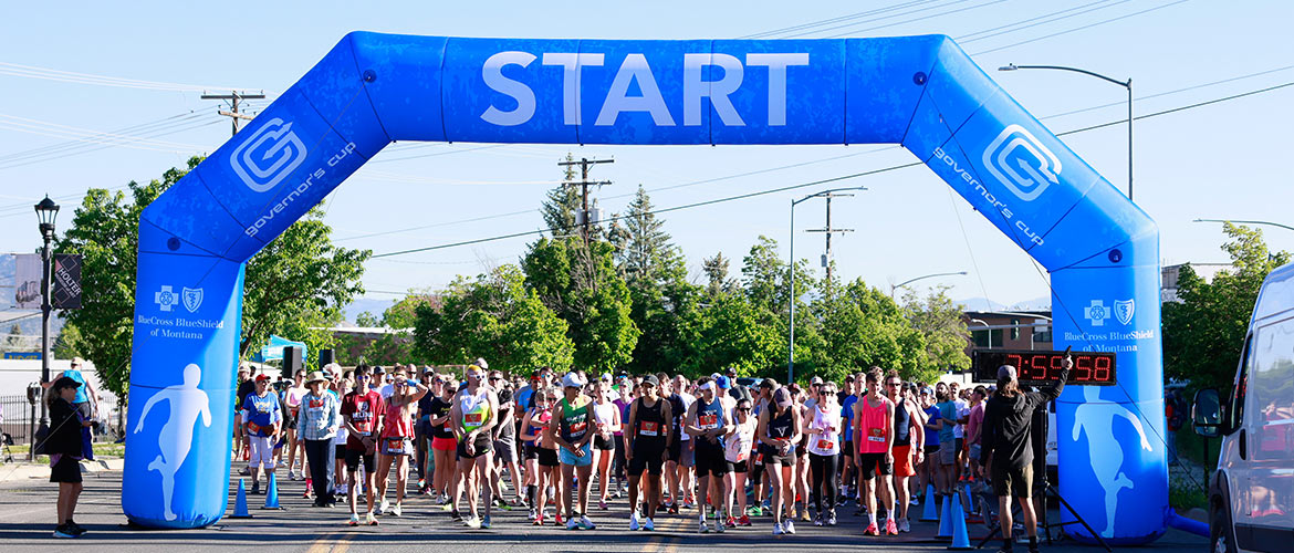 Runners gather for the start of a race