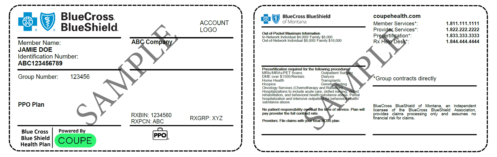 Member ID card sample